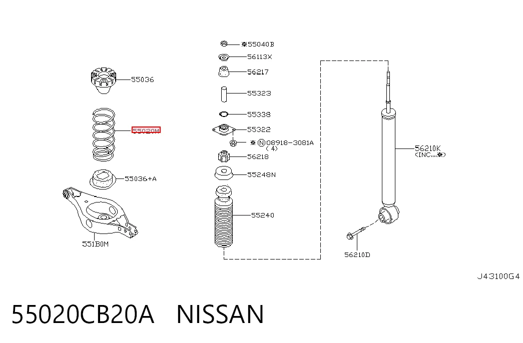 Comprar Muelle trasero Nissan Murano  Z50 a bajo precio