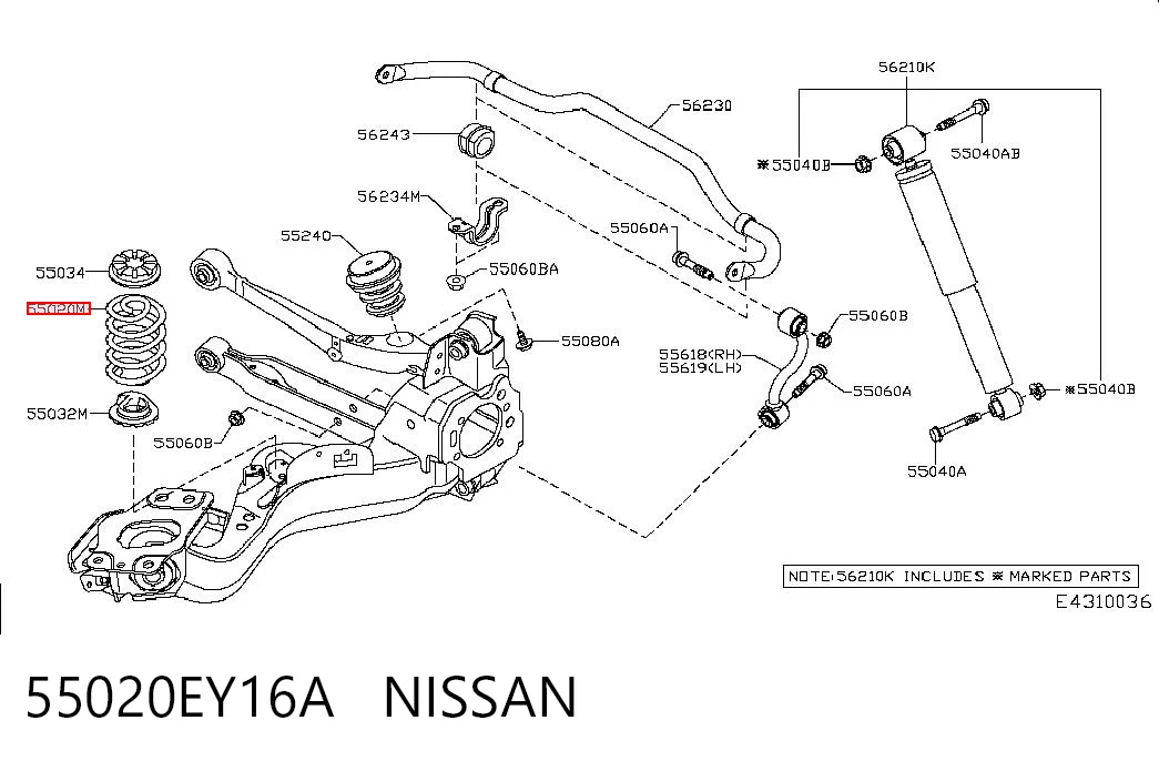 Muelle trasero para Nissan Qashqai +2 I J10