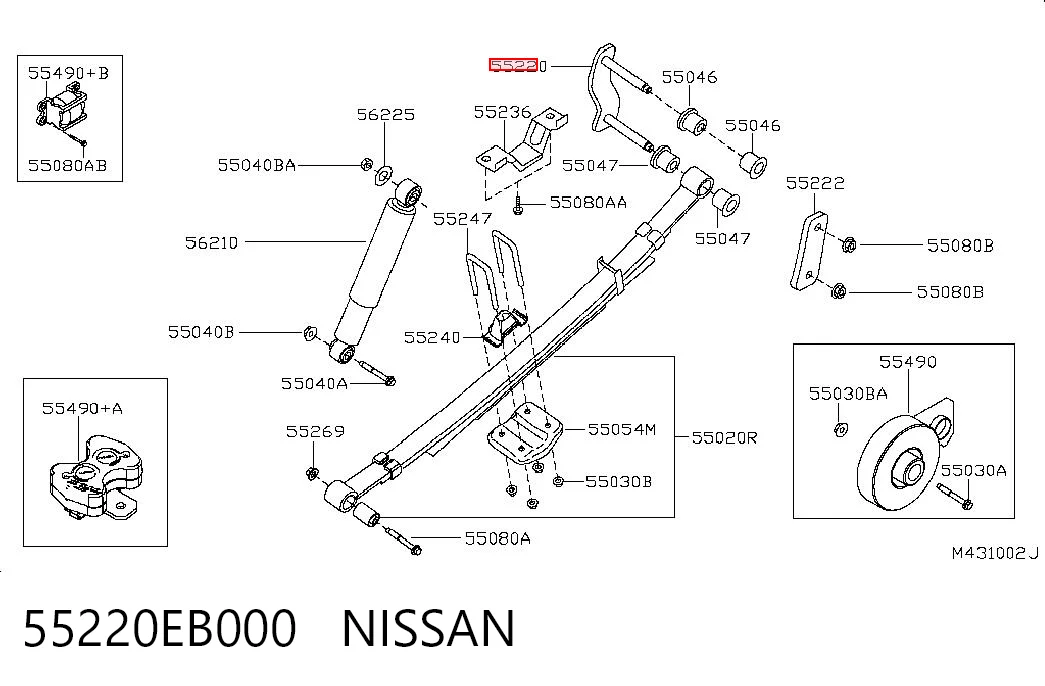 55220EB000 Nissan/Infiniti Gemela de ballesta trasera