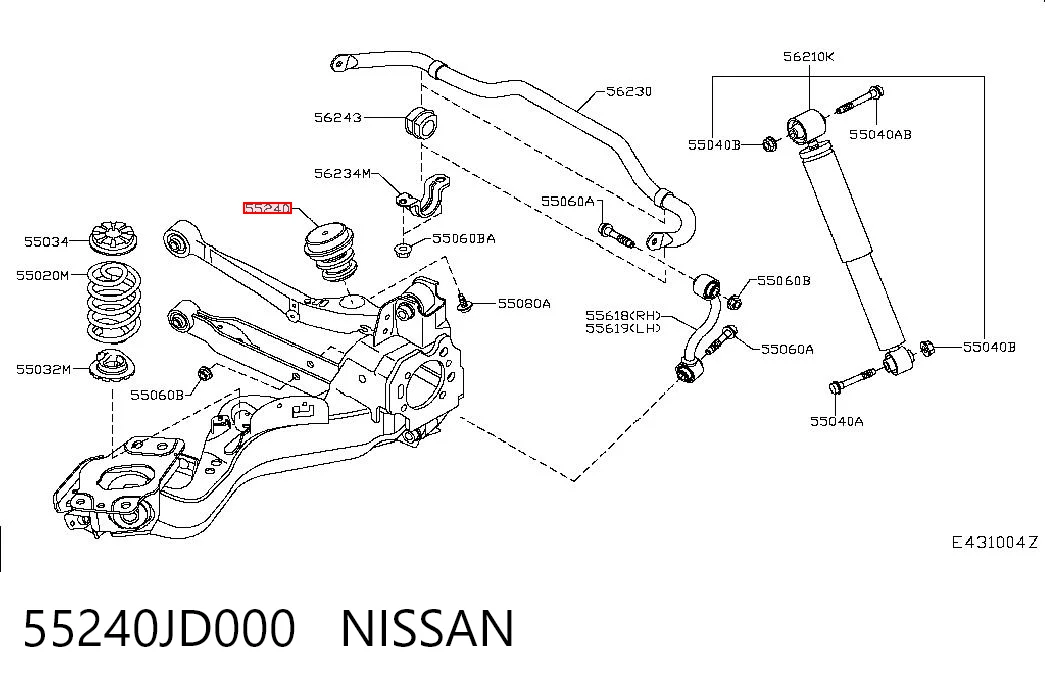 55240JD000 Nissan/Infiniti Tope de amortiguador trasero