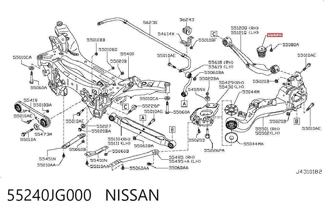 55240JG000 Nissan/Infiniti Tope de amortiguador trasero