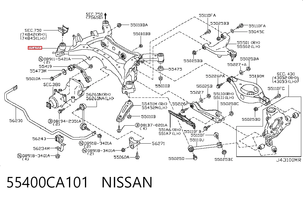 Comprar Subchasis trasero soporte motor Nissan Murano  Z50 a bajo precio