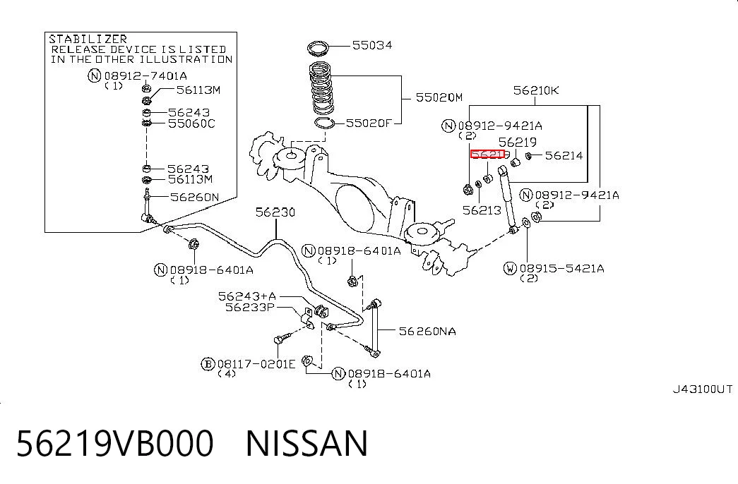 Silentblock del amortiguador trasero Nissan Patrol  (Y61)