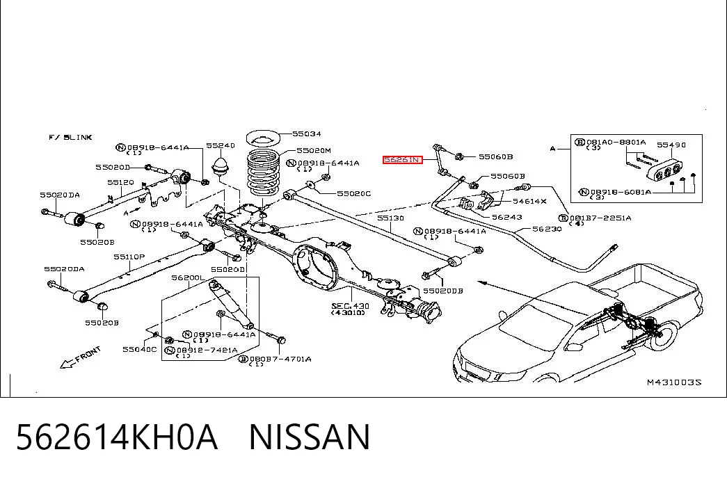 Gomas de barra estabilizadora Nissan Navara NP300 IV