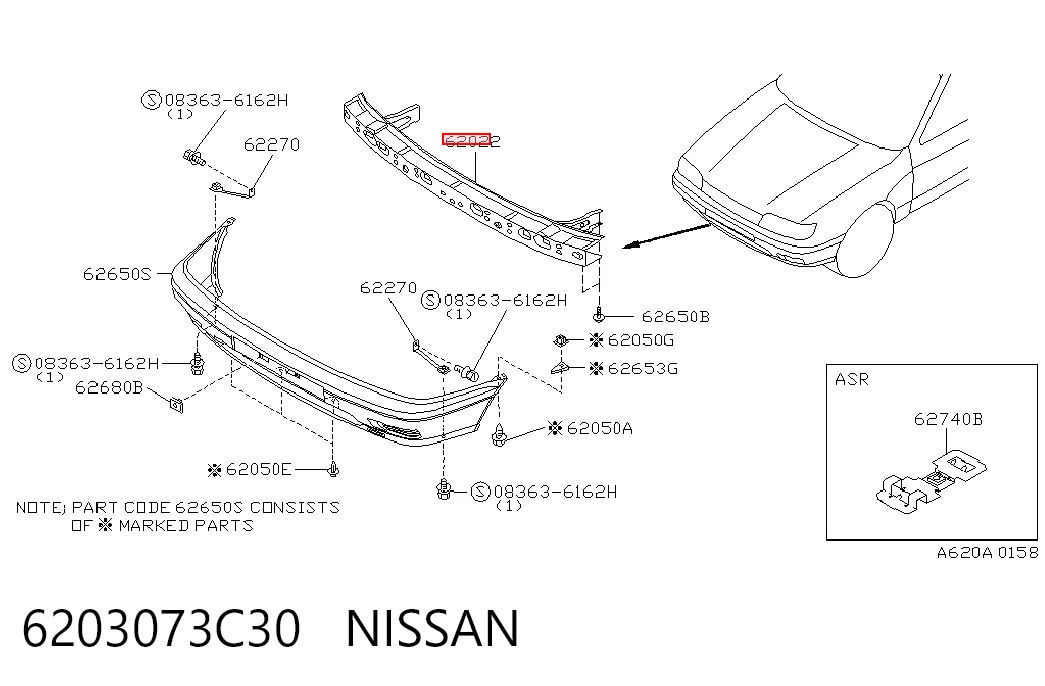 Refuerzo parachoque delantero para Nissan Sunny III N14