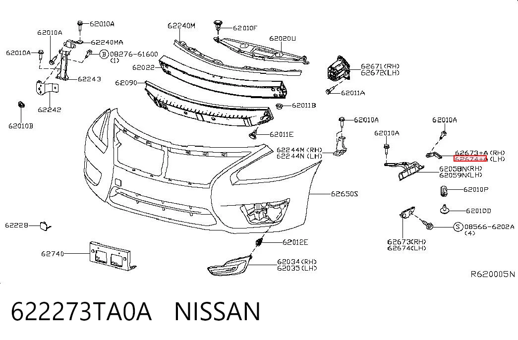 622273TA0A Nissan/Infiniti Soporte de parachoques delantero izquierdo
