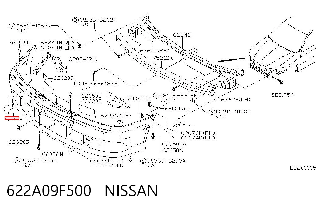 Comprar Tapa del gancho de remolque del parachoques delantero Nissan Primera  P11 a bajo precio