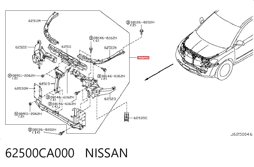 Comprar Panel de soporte del radiador y montaje de faros Nissan Murano Z50 a bajo precio