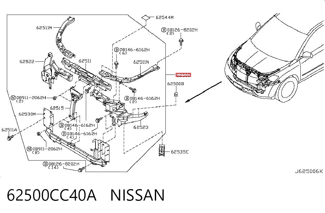 Soporte de radiador Nissan Murano (Z50)
