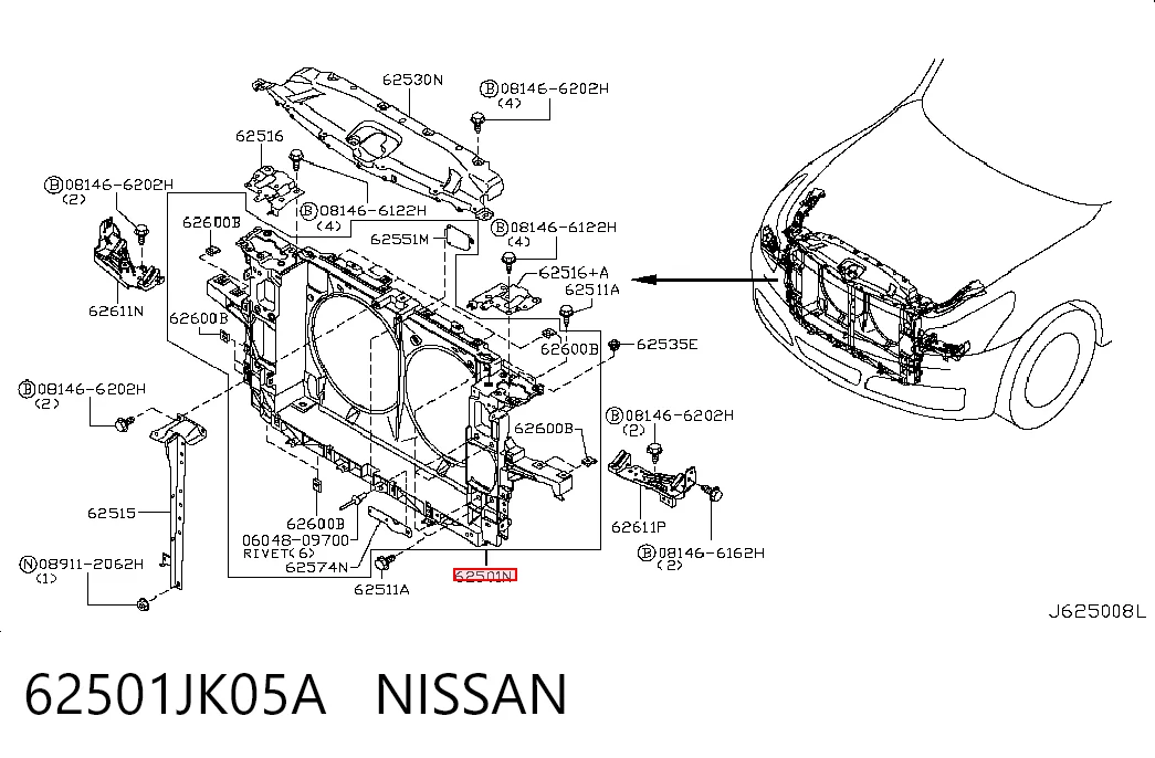 Comprar Panel de soporte del radiador y montaje de faros Infiniti G35 V36 a bajo precio