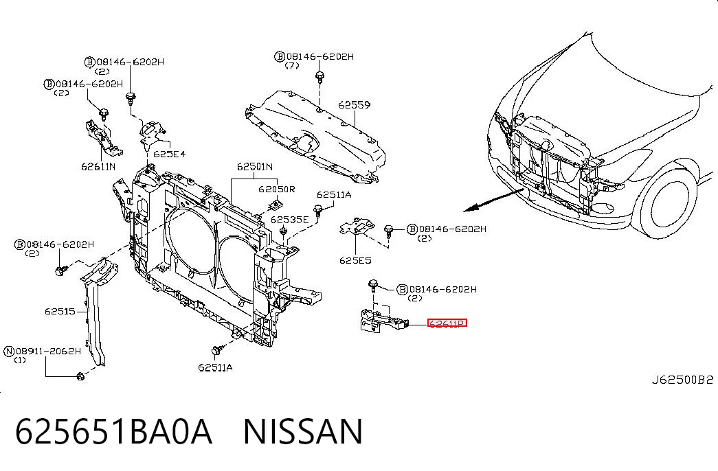 625651BA0A Nissan/Infiniti Soporte de montaje de faros delantero izquierdo