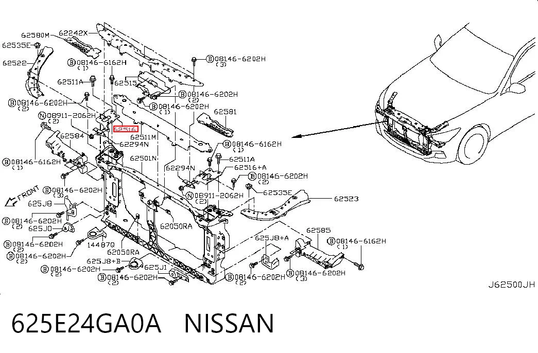 625E24GA0A Nissan/Infiniti Bisagra del capó