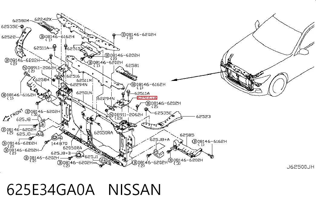 625E34GA0A Nissan/Infiniti Soporte de capó