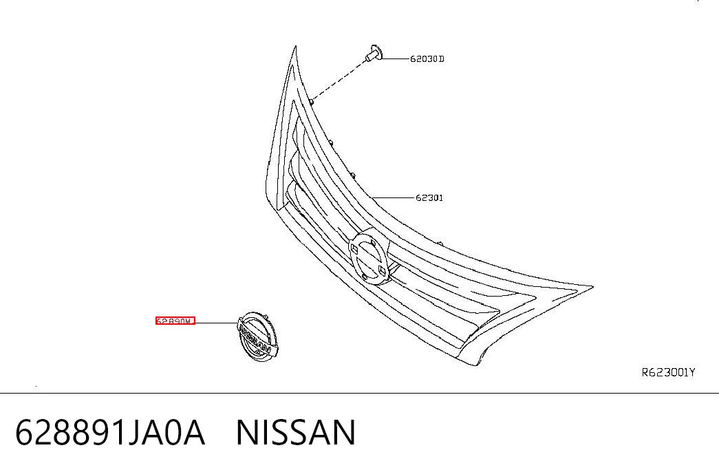628891JA0A Nissan/Infiniti Emblema de la parrilla del radiador