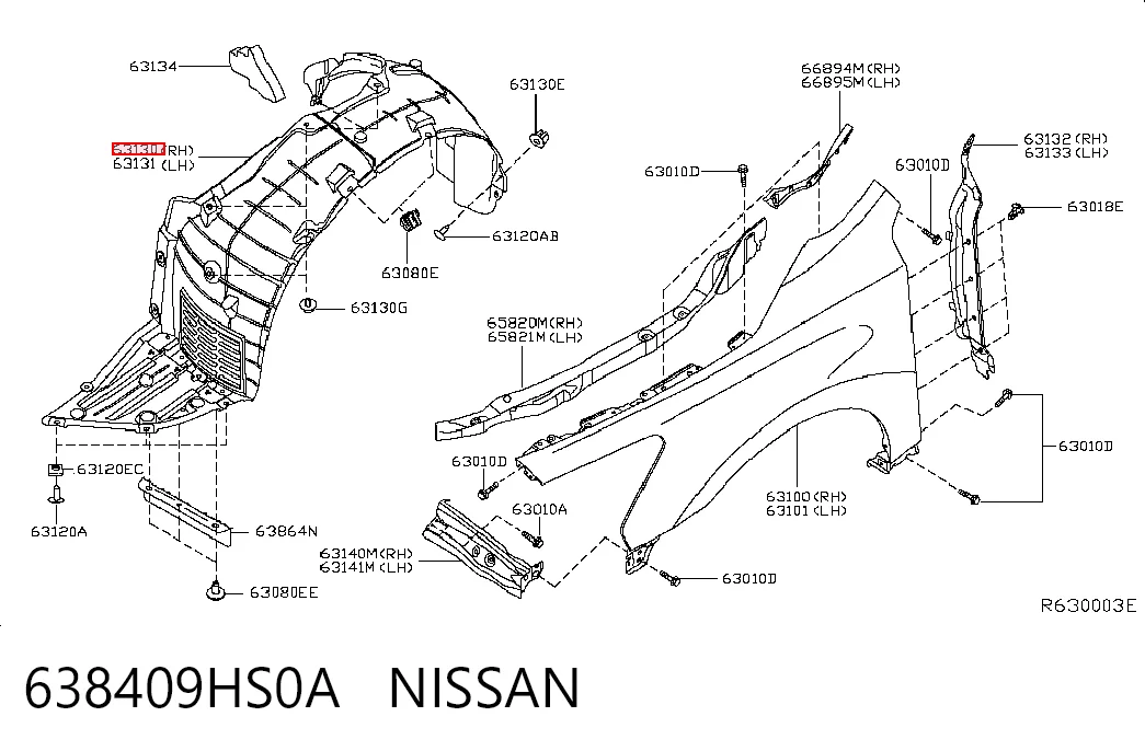 Guardabarros interior derecho, aleta delantera Nissan Altima L33 sedán (2012 - 2018) precio, desde 20,42 EUR