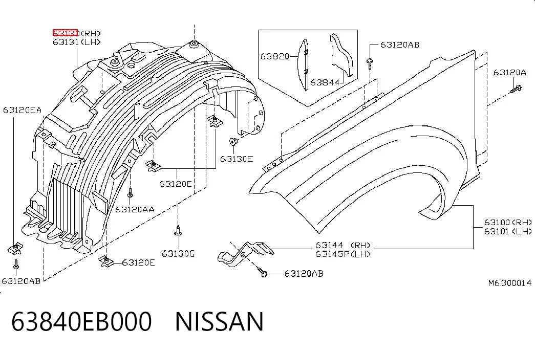 Guardabarros interior derecho, aleta delantera Nissan Pathfinder SUV (R51M) (2005 - 2012) precio, desde 31,99 EUR