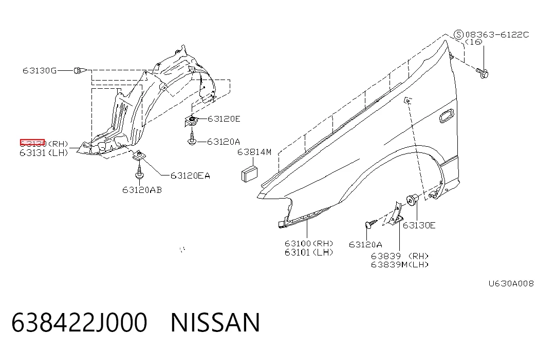 Guardabarros interior derecho, aleta delantera Nissan Primera sedán (P11) (1996 - 2002) precio, desde 27,71 EUR