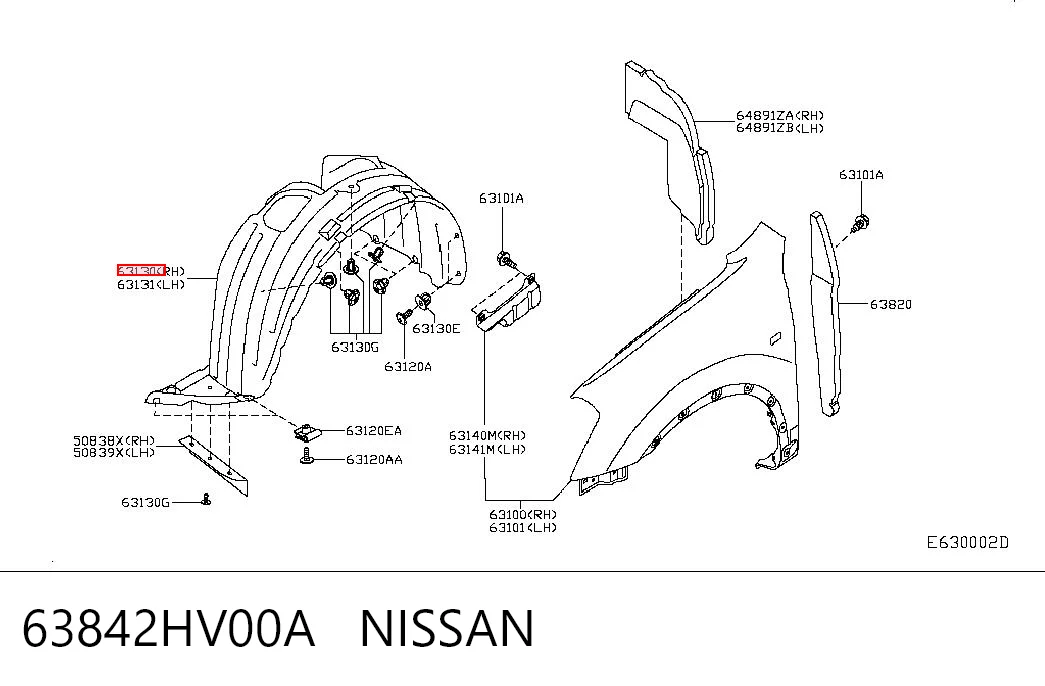 Guardabarros interior derecho, aleta delantera Nissan Qashqai II SUV (J11) (2013 - 2021) precio, desde 35,10 EUR