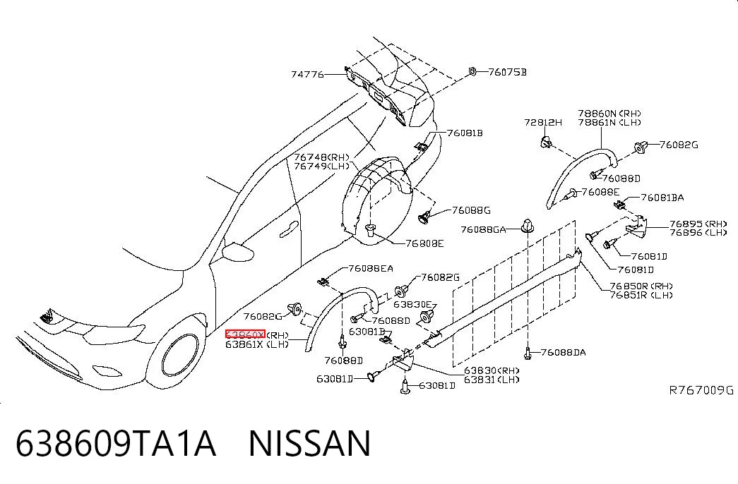 638609TA1A Nissan/Infiniti Extensión de la aleta delantera derecha