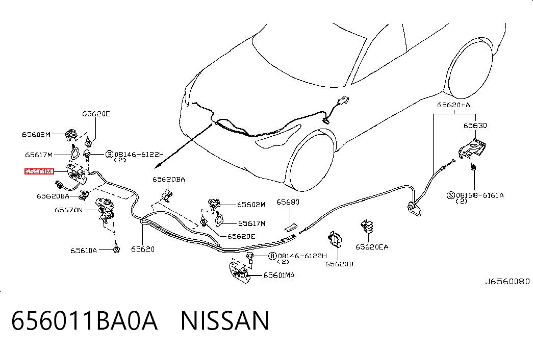 656011BA0A Nissan/Infiniti Cerradura de Capot
