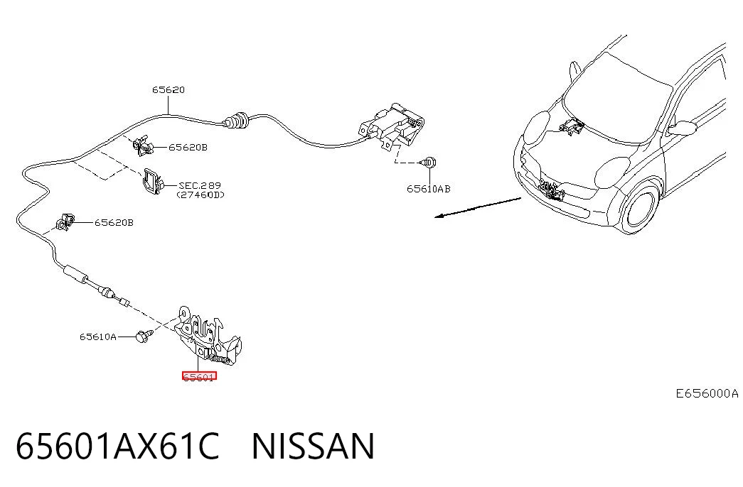 Cerradura de Capot para Nissan Micra  K12
