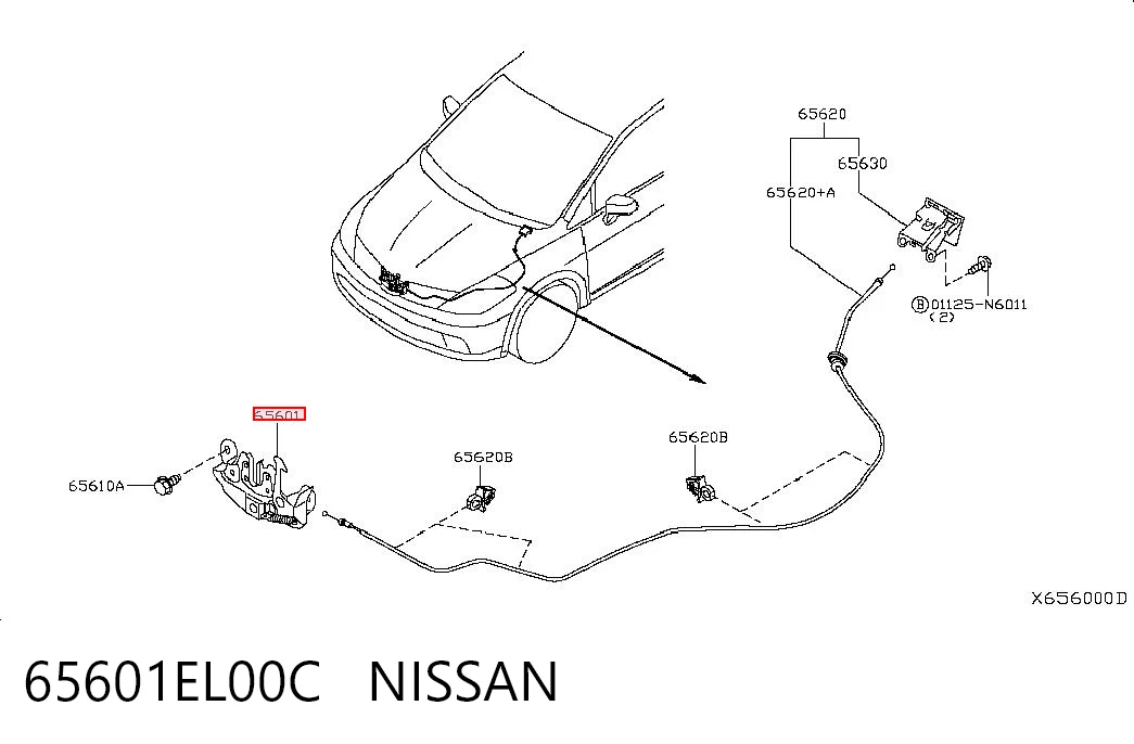 65601EL00C Nissan/Infiniti Cerradura de Capot