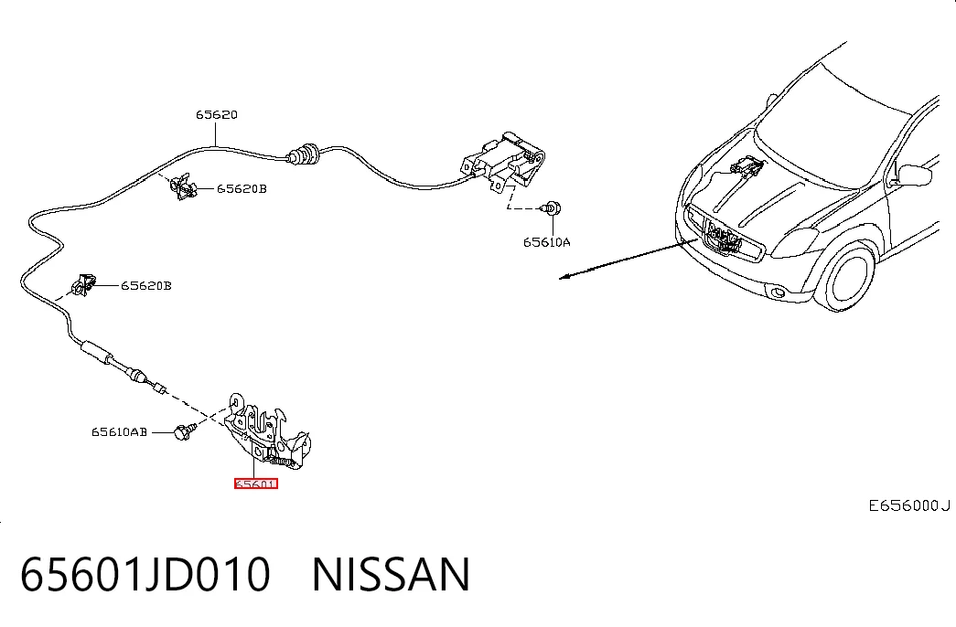 Cerradura de capó para Nissan Qashqai J10
