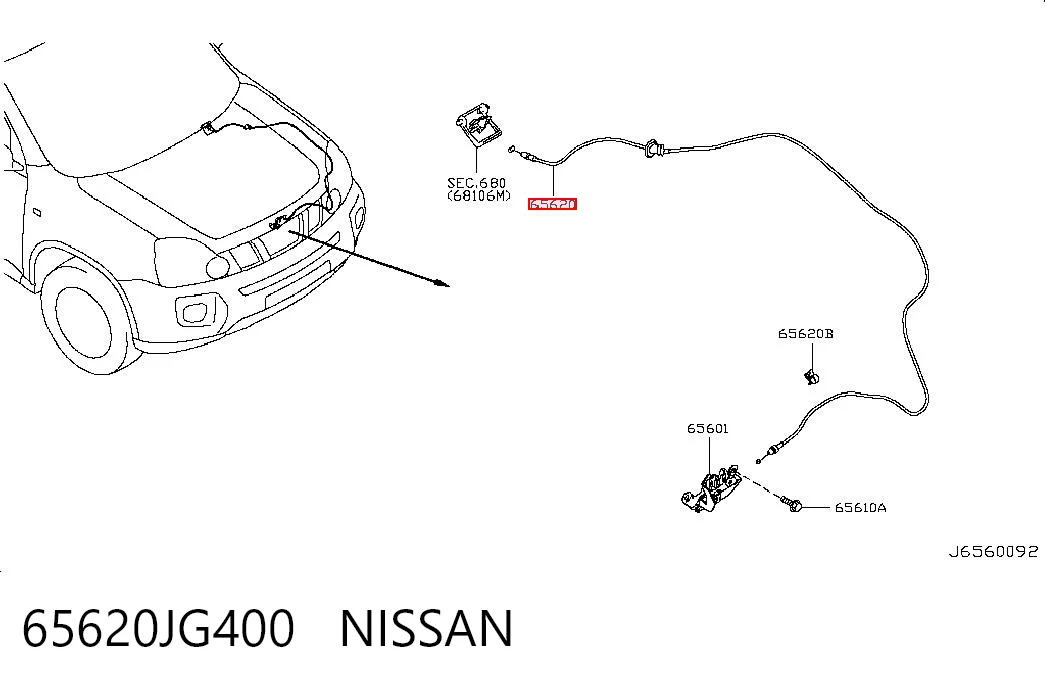 Comprar Cable de apertura del capó Nissan X-Trail  T31 a bajo precio