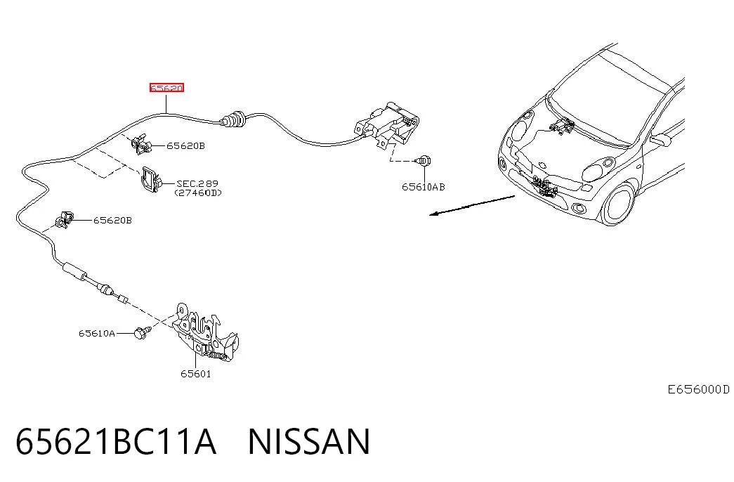 Comprar Cable de apertura del capó Nissan Micra  K12 a bajo precio