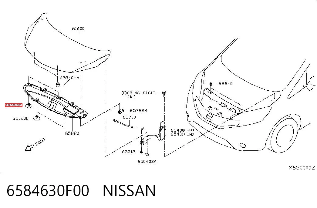 6584630F00 Nissan/Infiniti Clip del aislante del capó
