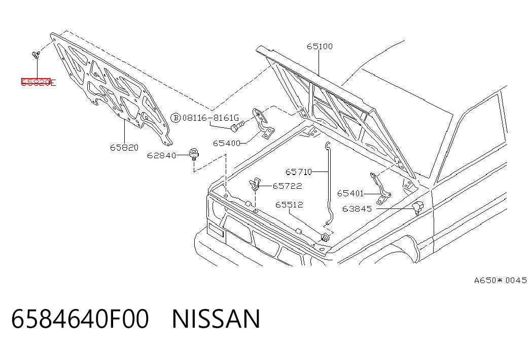6584640F00 Nissan/Infiniti Clip del aislante del capó