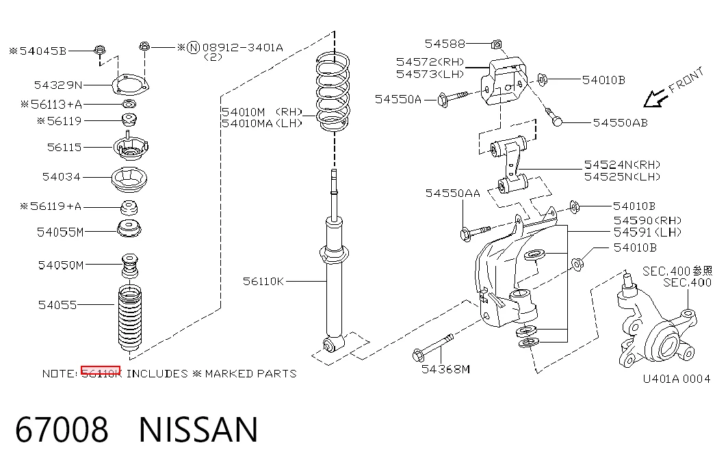Amortiguador delantero 67008 NISSAN