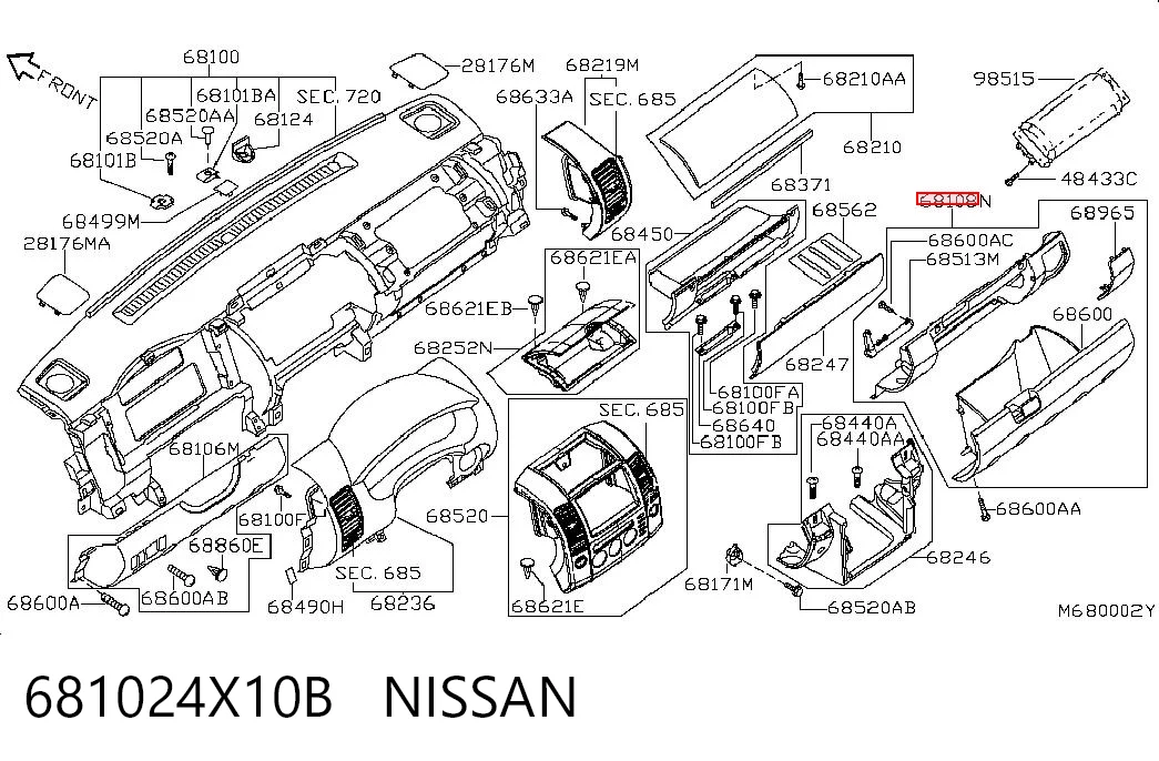 Comprar Guantera Nissan Pathfinder  R51M a bajo precio