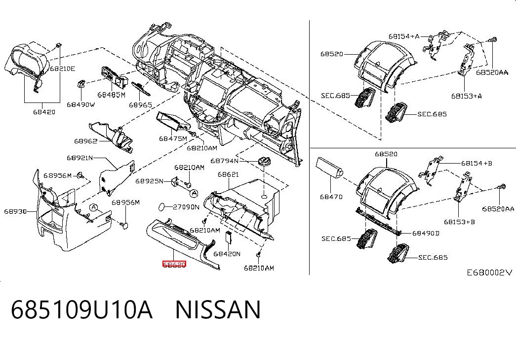 Comprar Tapa de la guantera Nissan Note  E11 a bajo precio