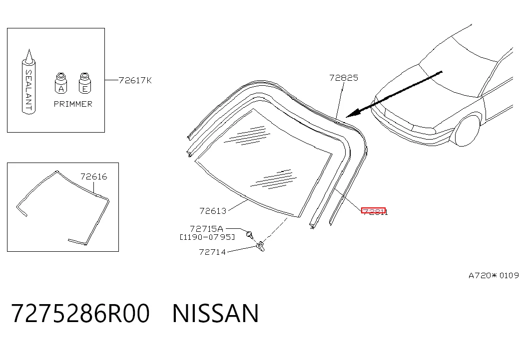 Comprar Moldura de parabrisas Nissan Sunny III Y10 a bajo precio