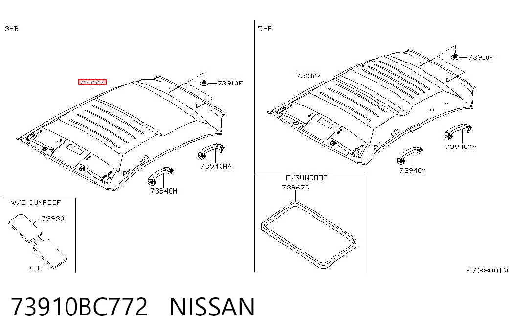 Comprar Guarnecido de techo Nissan Micra  K12 a bajo precio