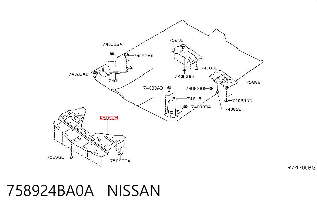 758924BA0A Nissan/Infiniti Protector antiempotramiento del motor delantera