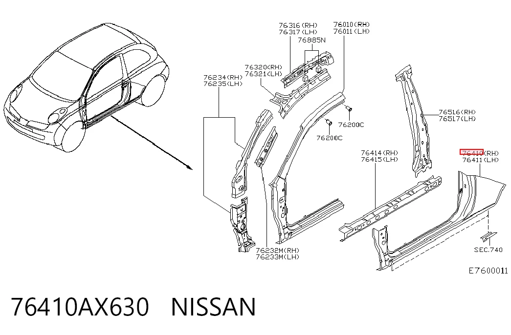 Comprar Umbral exterior derecho Nissan Micra  K12 a bajo precio