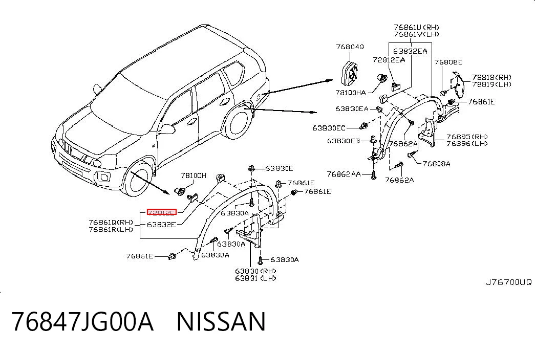 76847JG00A Nissan/Infiniti Clip de fijación del guardabarros