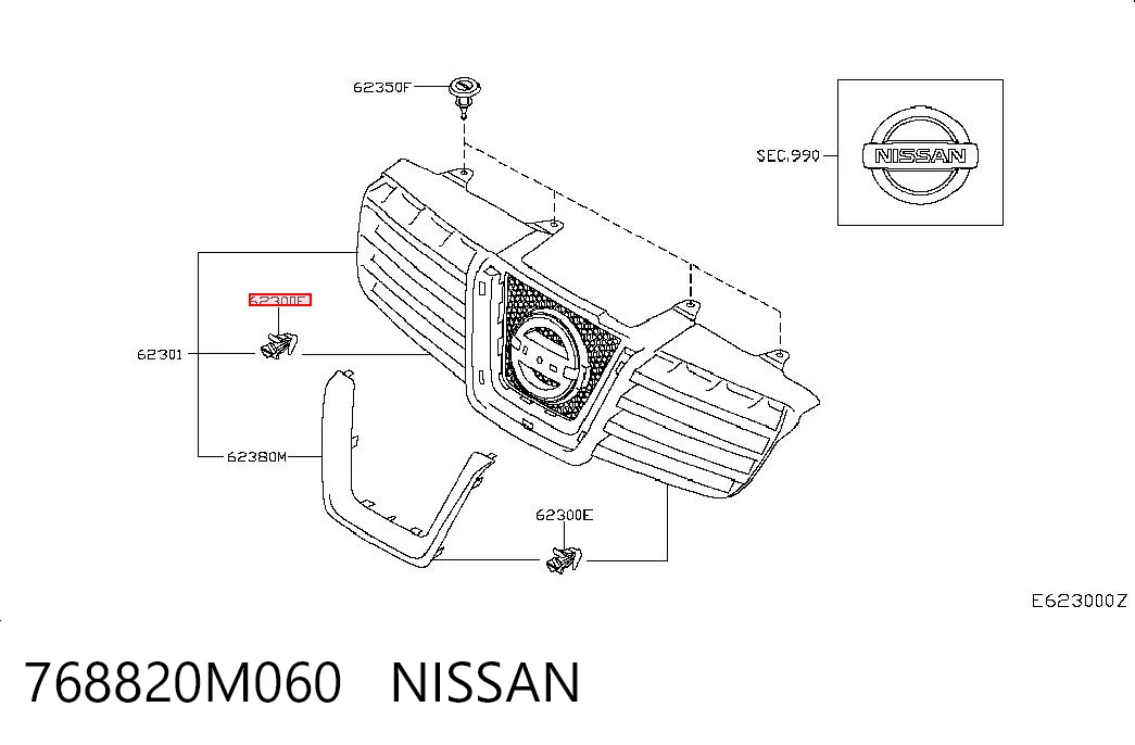 768820M060 Nissan/Infiniti Clip de fijación del guardabarros delantero