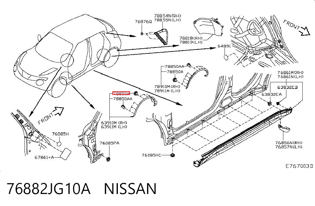 76882JG10A Nissan/Infiniti Clip de fijación del guardabarros delantero