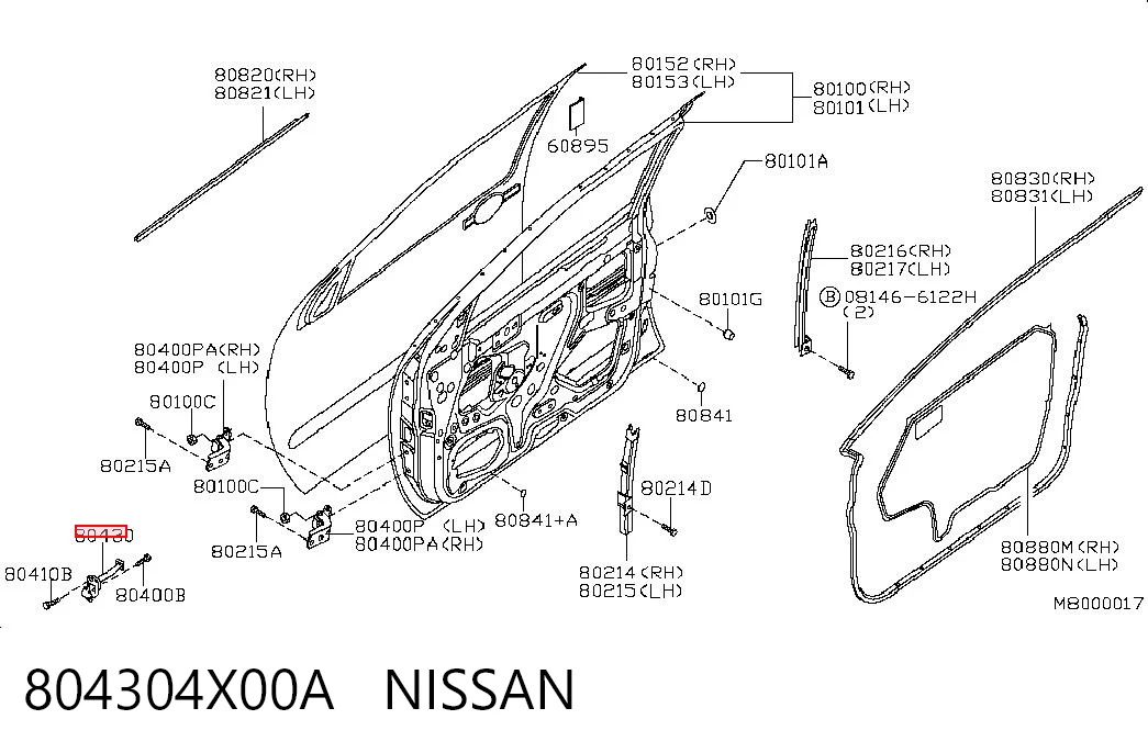 804304X00A Nissan/Infiniti Limitador de apertura de puerta delantera
