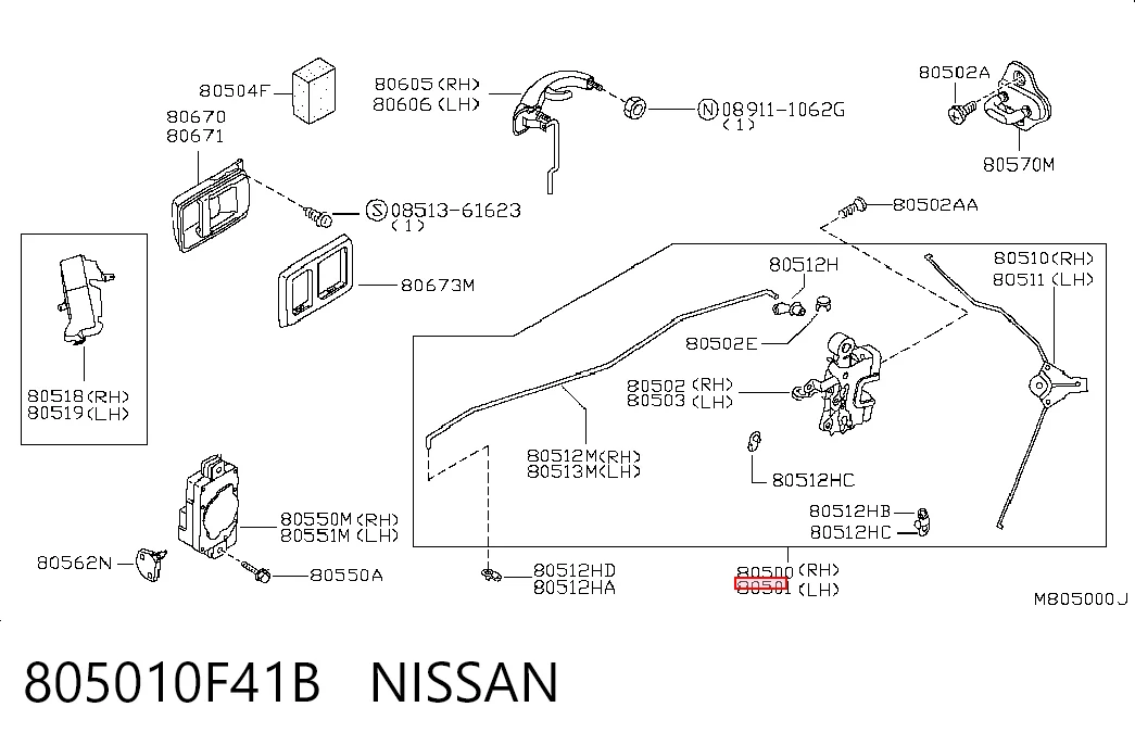 Cerradura de puerta para Nissan Terrano II R20