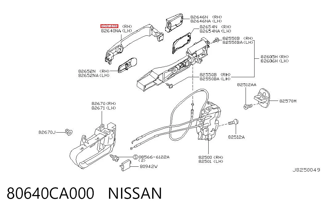 80640CA000 Nissan/Infiniti Manilla de puerta exterior delantero
