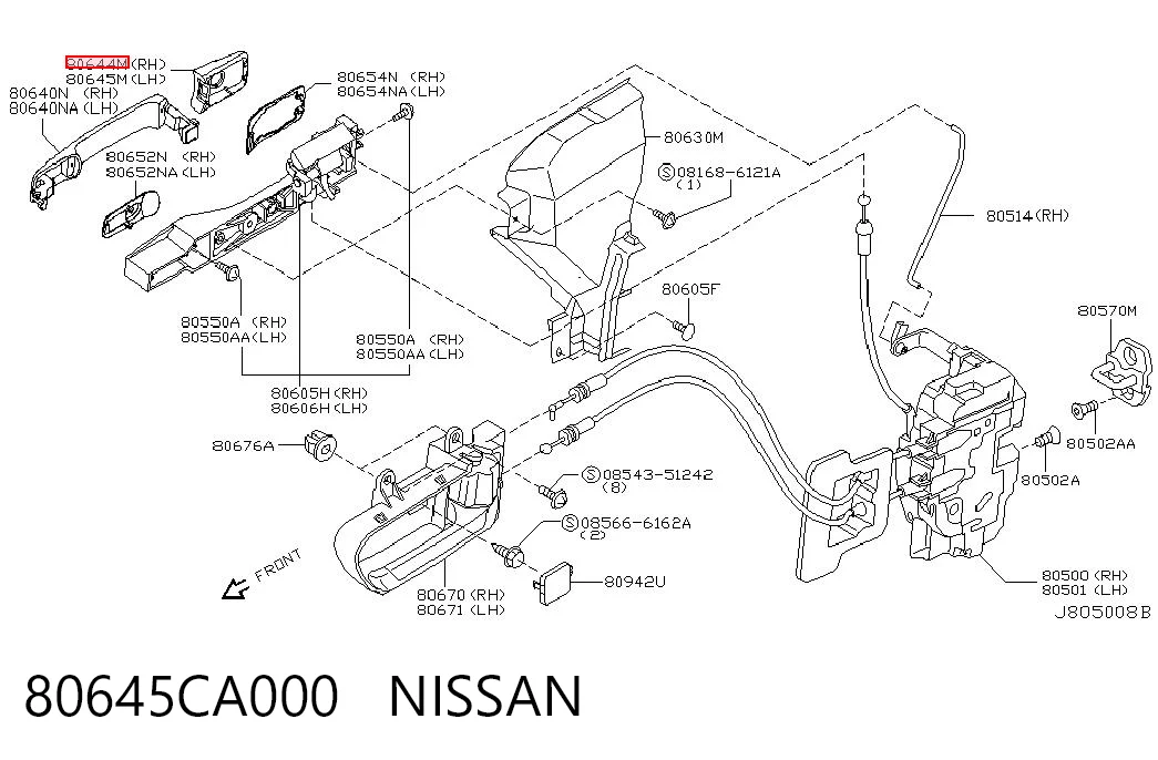 80645CA000 Nissan/Infiniti Manija exterior izquierda de puerta delantera