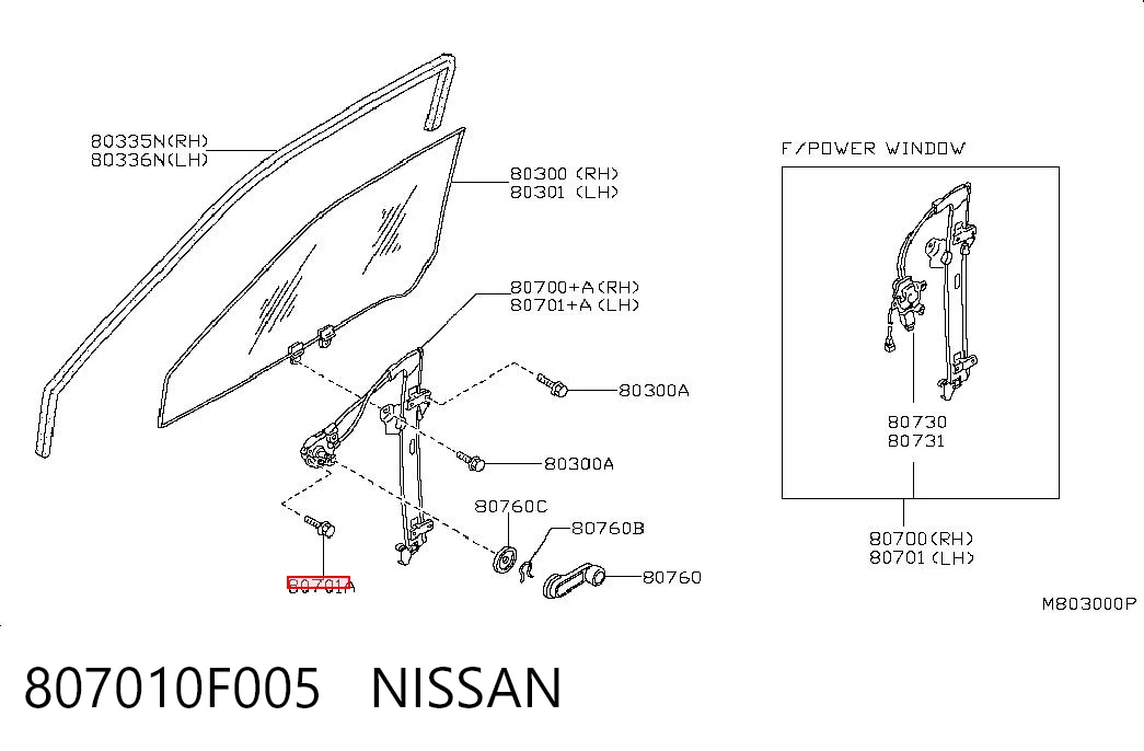 Mecanismo de elevalunas de la puerta delantera izquierda 807010F005 NISSAN