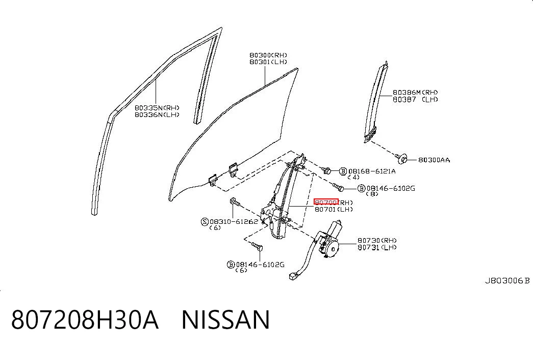 Mecanismo de elevalunas delantero derecha para Nissan X-Trail T30