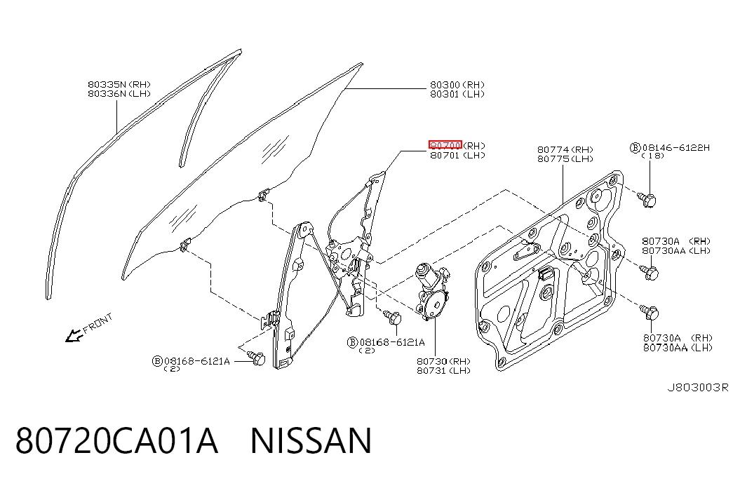 Comprar Mecanismo de elevalunas de la puerta delantera derecha Nissan Murano Z50 a bajo precio
