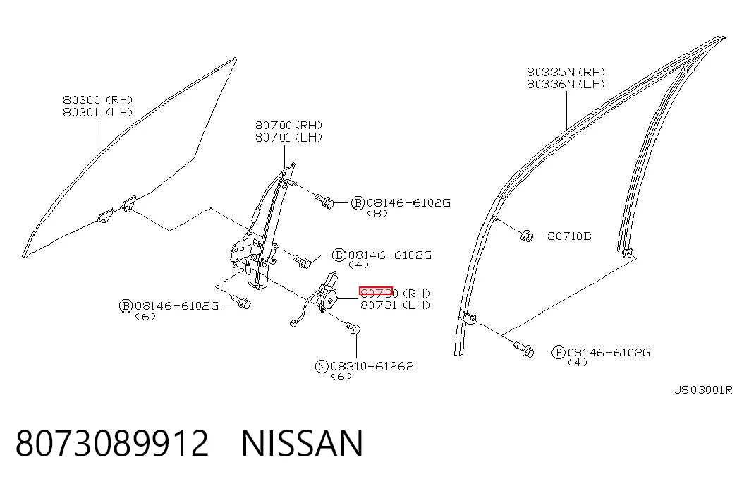 8073089912 Nissan/Infiniti Motor del elevalunas de la puerta delantera derecha