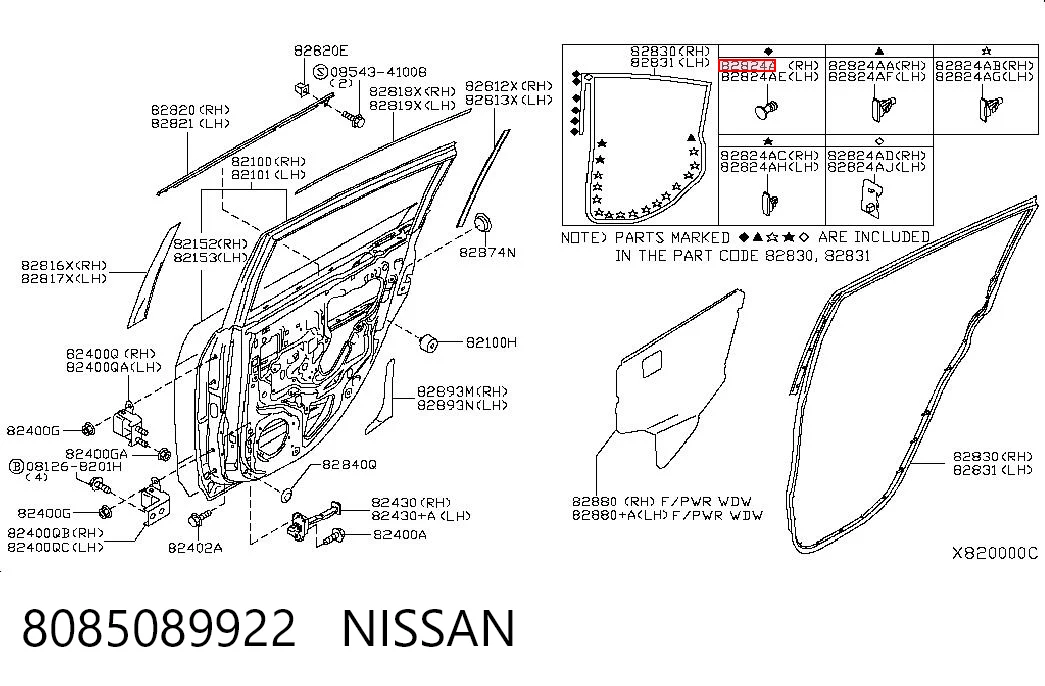 8085089922 Nissan/Infiniti Clips fijación, revestimiento puerta